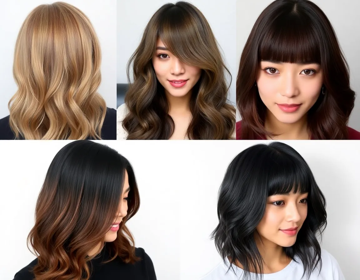A collage of trending hair colors in Singapore.