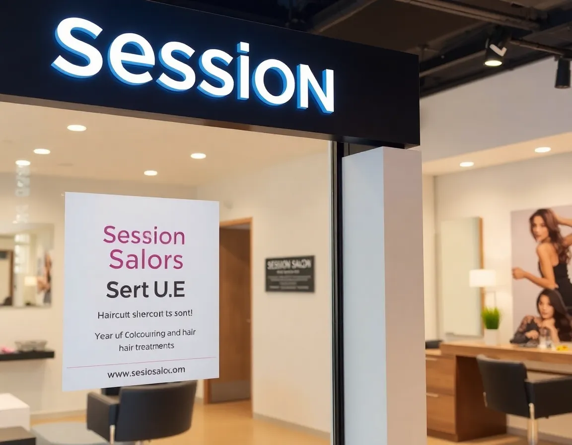 Promotional signage in a hair salon