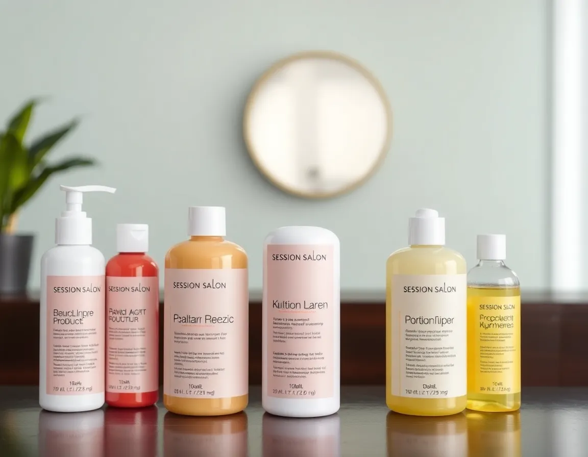 Bottles of recommended hair care products for color-treated hair.