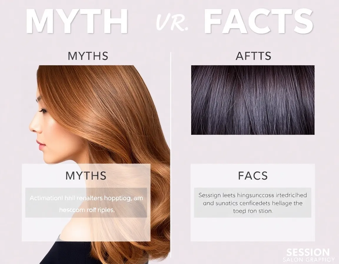 Visual representations of myths versus facts about hair dyeing.