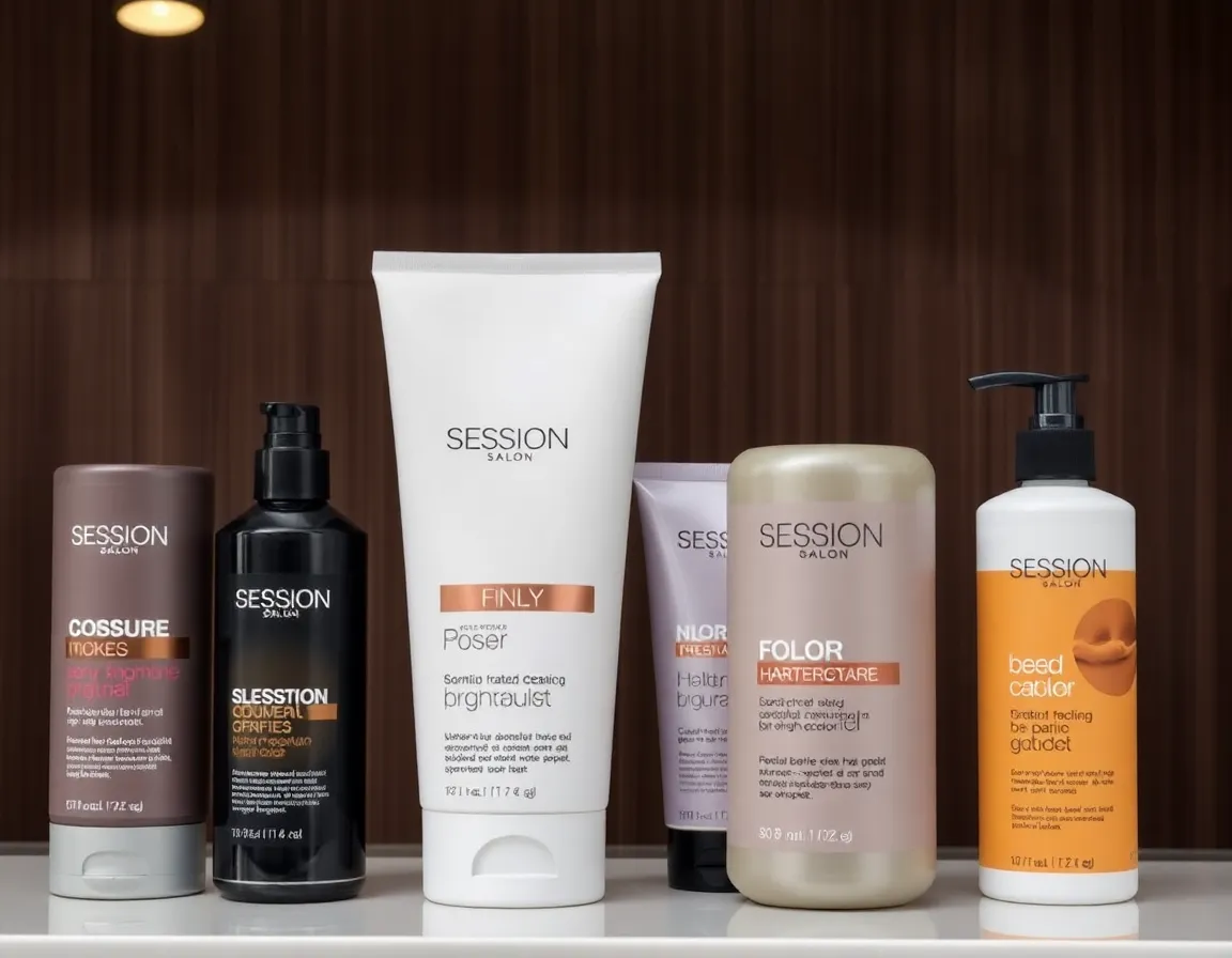 A display of recommended hair care products for colour-treated hair