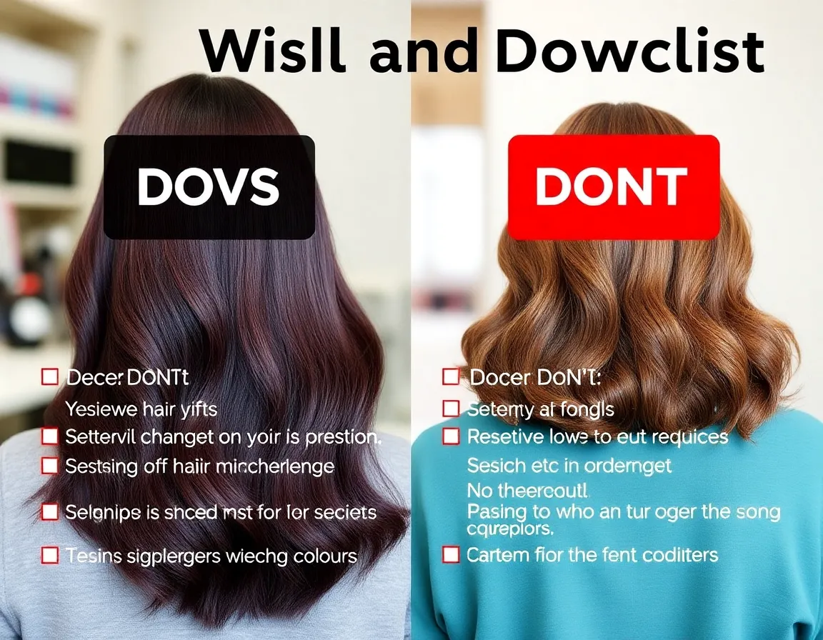 A checklist image showing dos and don’ts of hair colouring