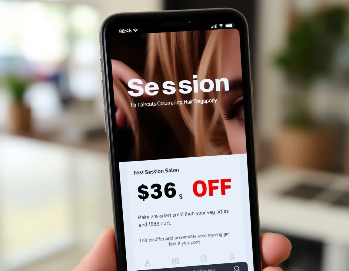 An image of a smartphone showing a discount app.