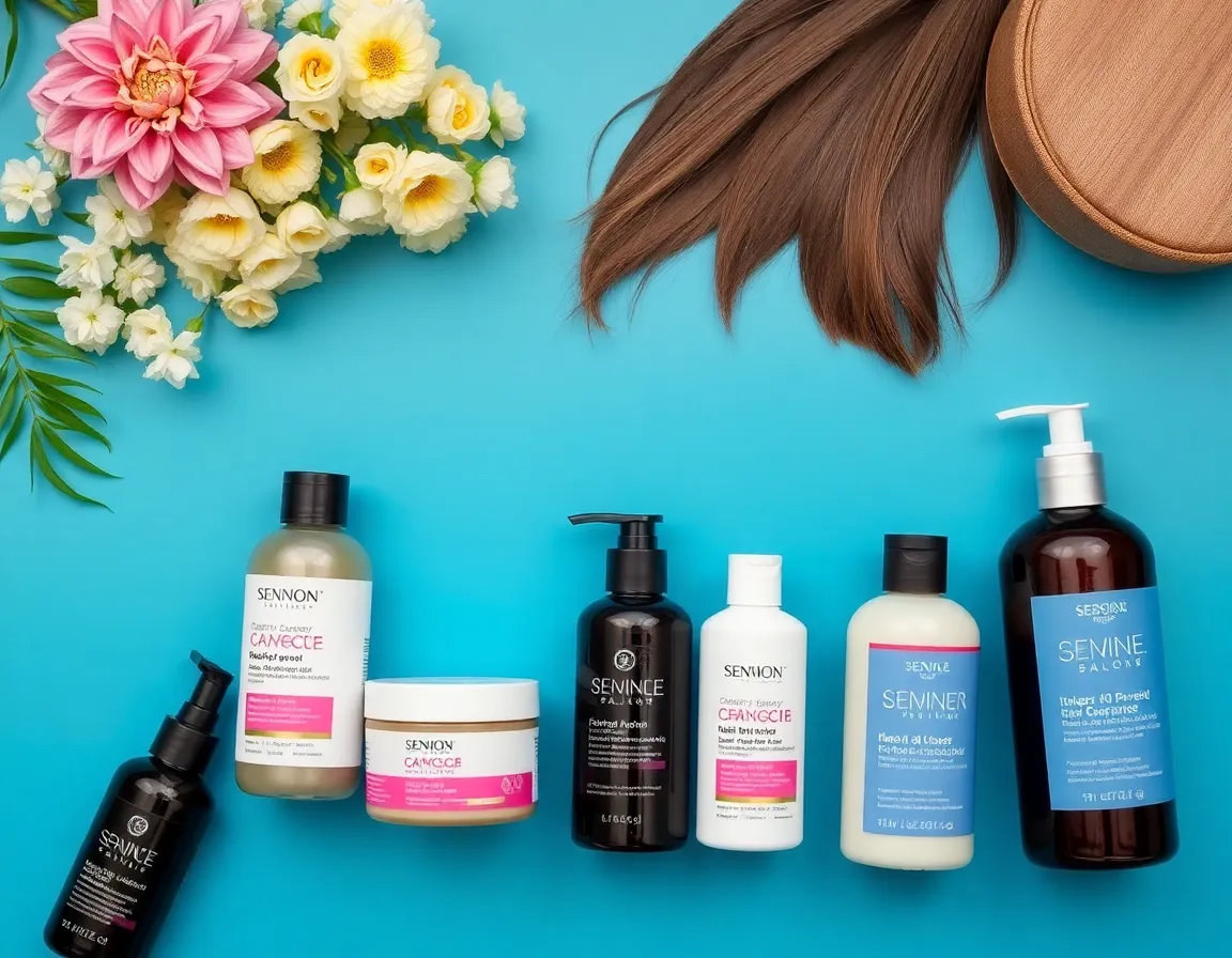 A flat lay of recommended hair care products