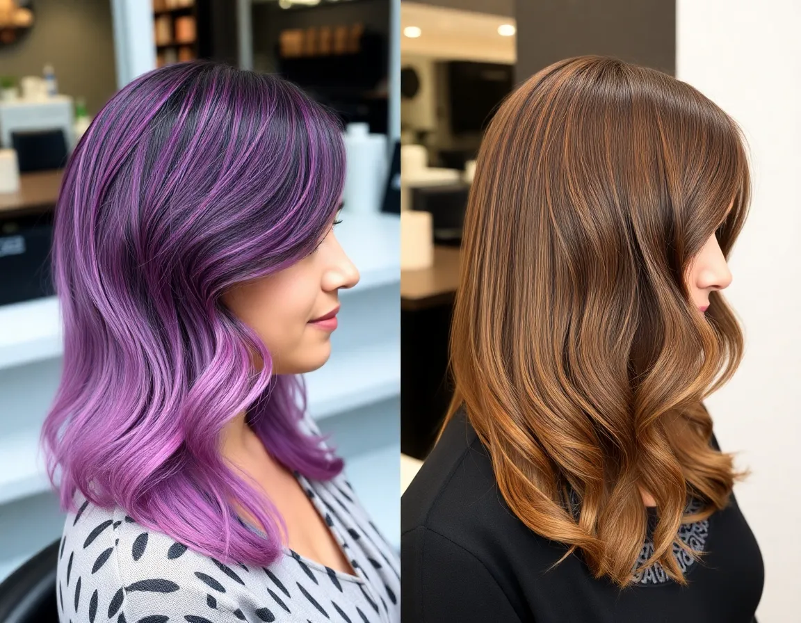 Side-by-side photos of Haar Attic's unique styles versus competitors.