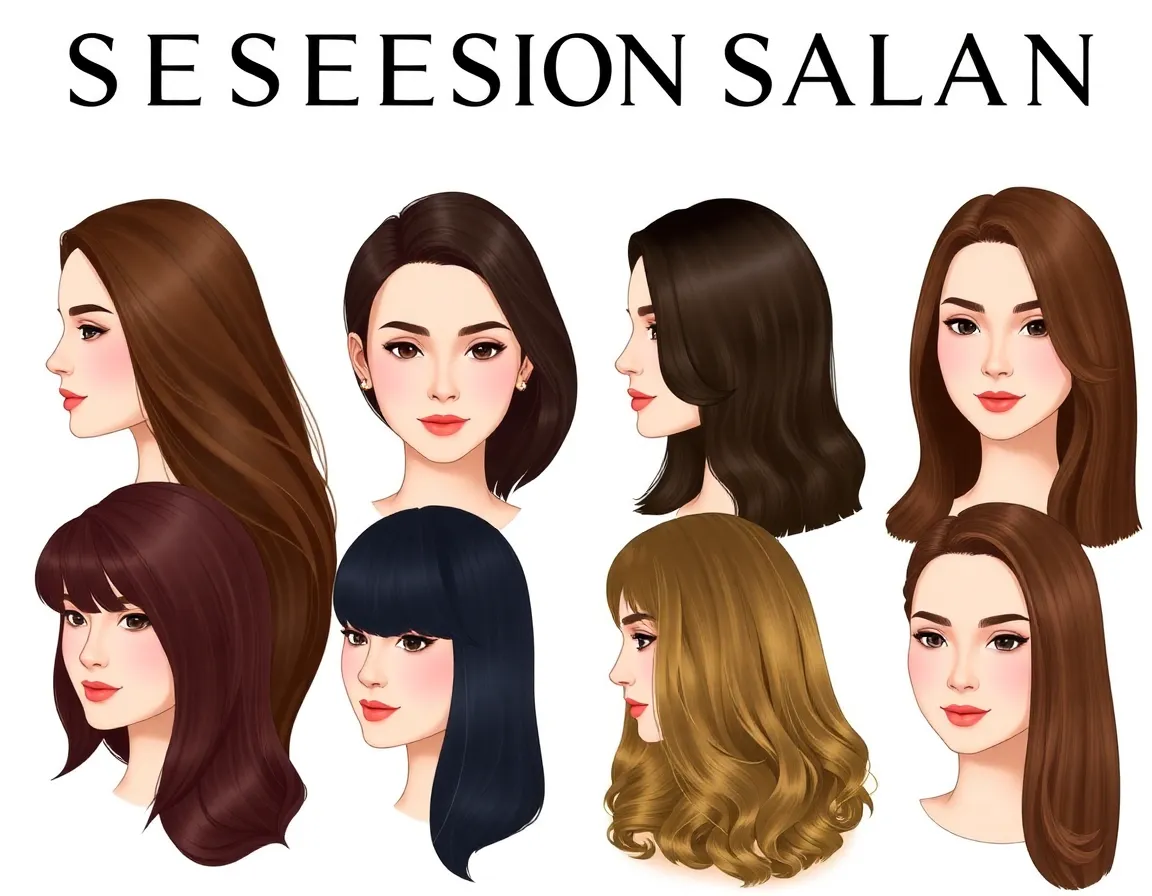 Illustration of different face shapes and hair types.