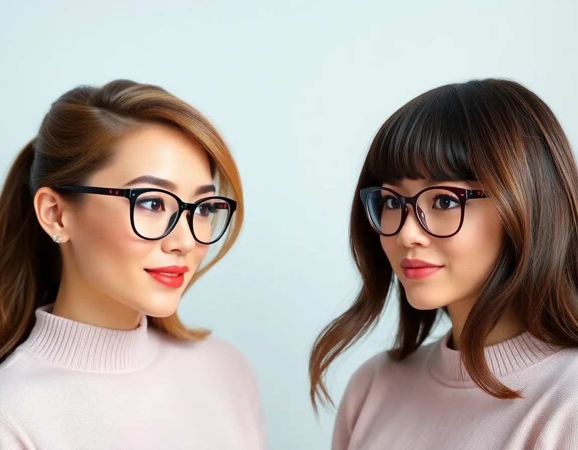 Women wearing stylish glasses and hairstyles that complement their frames.