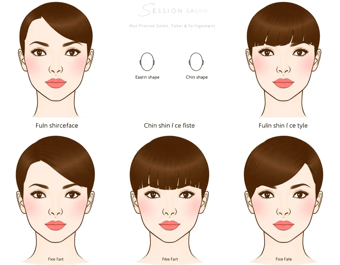 Diagram showing different face shapes with corresponding chin length styles.